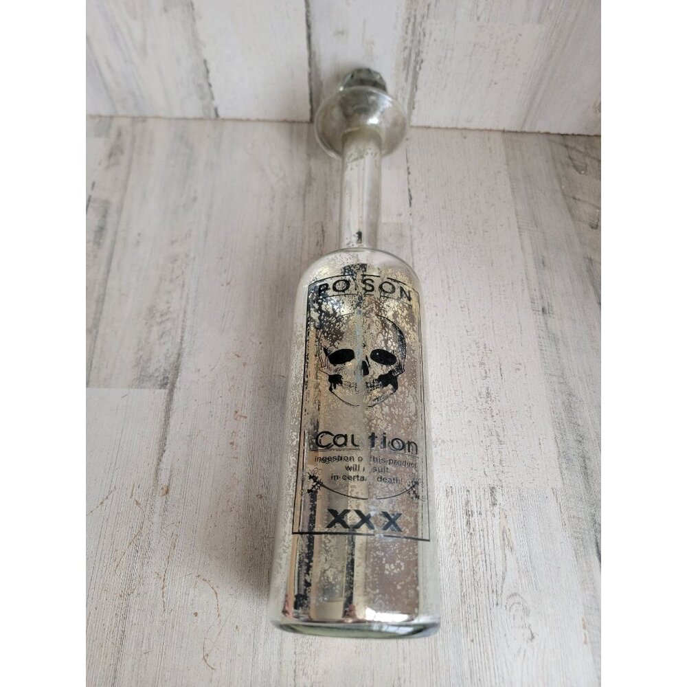Halloween large silver poison bottle glass home decor figure‎ rustic xxx